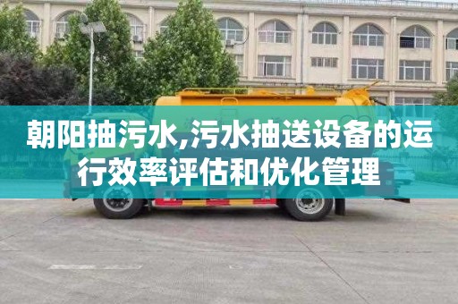 朝阳抽污水,污水抽送设备的运行效率评估和优化管理