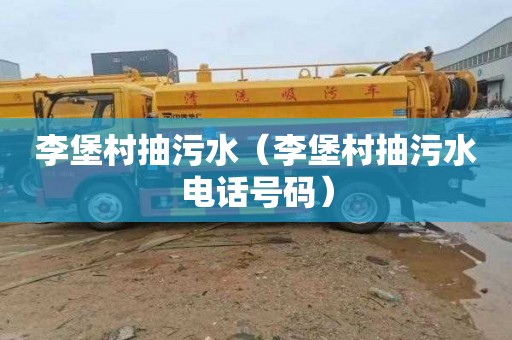李堡村抽污水（李堡村抽污水电话号码）