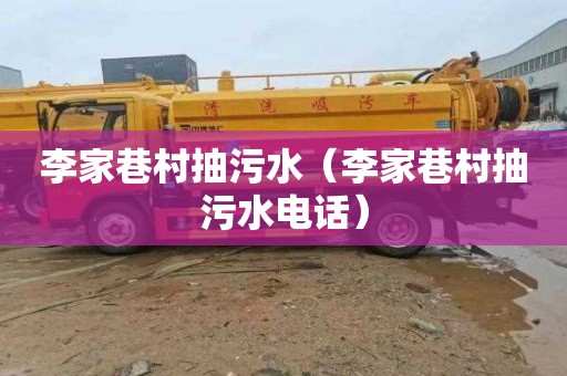 李家巷村抽污水（李家巷村抽污水电话）