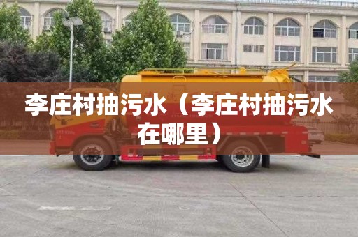 李庄村抽污水（李庄村抽污水在哪里）