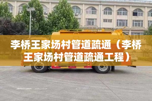 李桥王家场村管道疏通（李桥王家场村管道疏通工程）