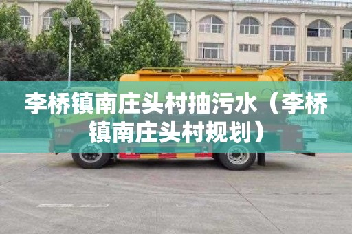 李桥镇南庄头村抽污水（李桥镇南庄头村规划）