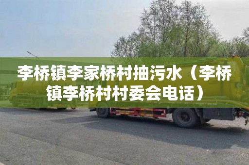 李桥镇李家桥村抽污水（李桥镇李桥村村委会电话）