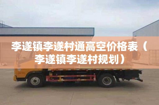 李遂镇李遂村通高空价格表（李遂镇李遂村规划）