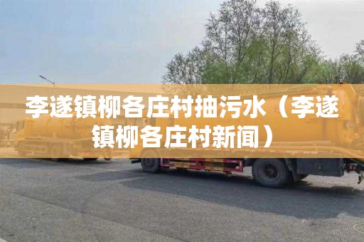 李遂镇柳各庄村抽污水（李遂镇柳各庄村新闻）