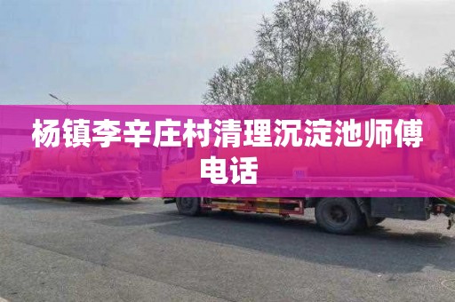 杨镇李辛庄村清理沉淀池师傅电话