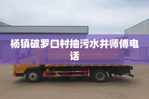 杨镇破罗口村抽污水井师傅电话