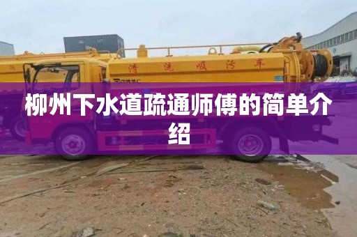 柳州下水道疏通师傅的简单介绍