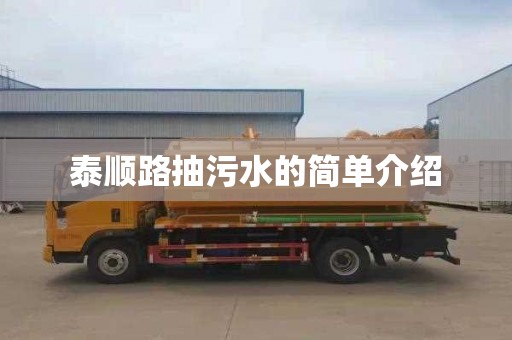 泰顺路抽污水的简单介绍