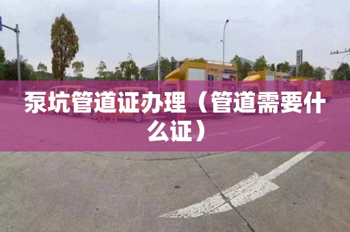 泵坑管道证办理（管道需要什么证）