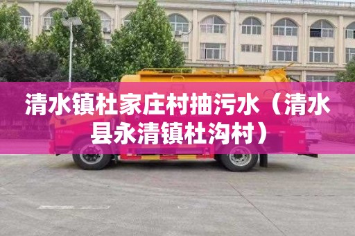清水镇杜家庄村抽污水（清水县永清镇杜沟村）