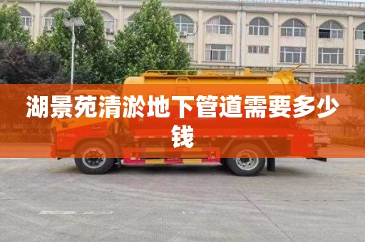 湖景苑清淤地下管道需要多少钱