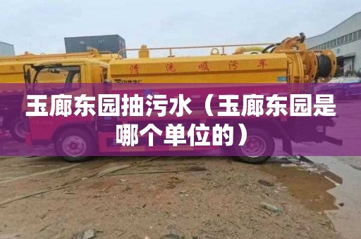 玉廊东园抽污水（玉廊东园是哪个单位的）
