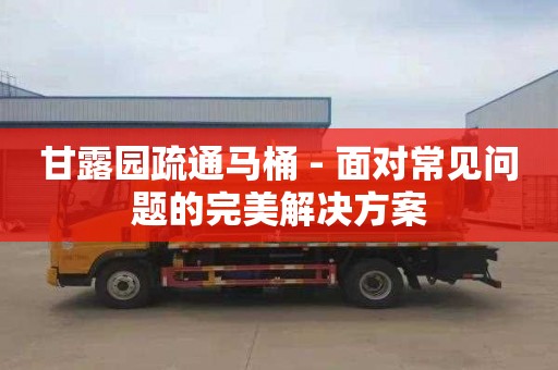 甘露园疏通马桶 - 面对常见问题的完美解决方案