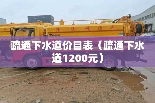 疏通下水道价目表（疏通下水道1200元）