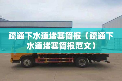 疏通下水道堵塞简报（疏通下水道堵塞简报范文）