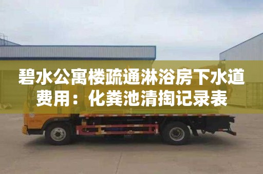 碧水公寓楼疏通淋浴房下水道费用：化粪池清掏记录表