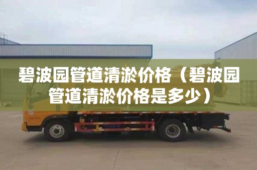 碧波园管道清淤价格（碧波园管道清淤价格是多少）