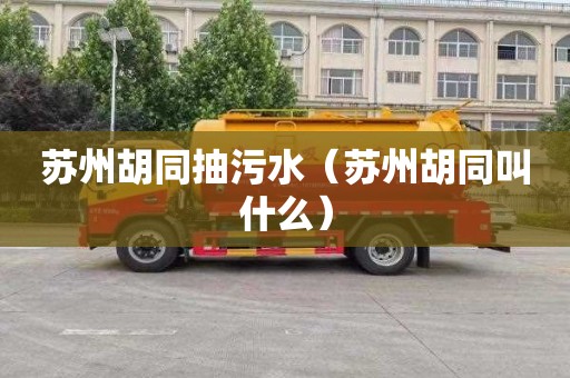 苏州胡同抽污水（苏州胡同叫什么）