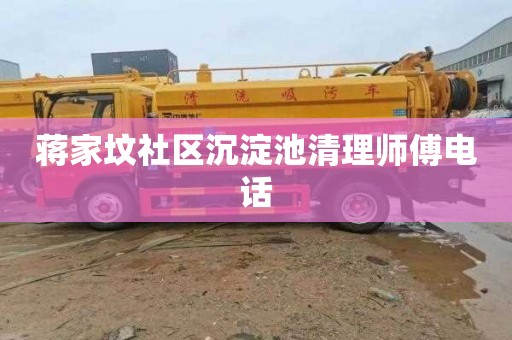 蒋家坟社区沉淀池清理师傅电话