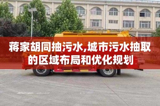 蒋家胡同抽污水,城市污水抽取的区域布局和优化规划