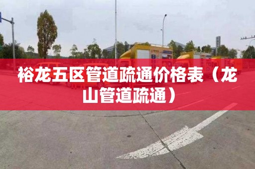 裕龙五区管道疏通价格表（龙山管道疏通）