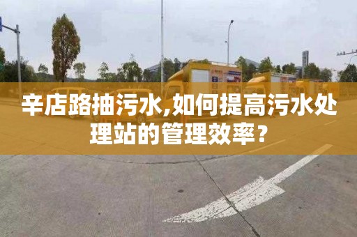 辛店路抽污水,如何提高污水处理站的管理效率？
