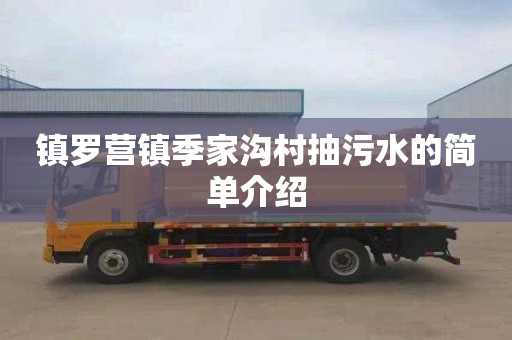 镇罗营镇季家沟村抽污水的简单介绍