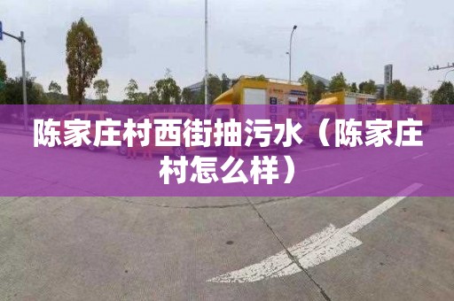 陈家庄村西街抽污水（陈家庄村怎么样）