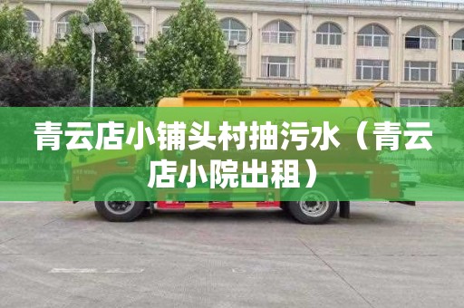 青云店小铺头村抽污水（青云店小院出租）