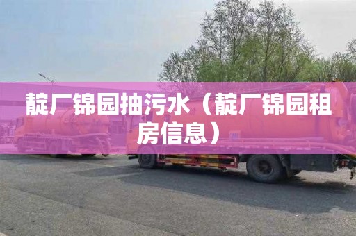 靛厂锦园抽污水（靛厂锦园租房信息）
