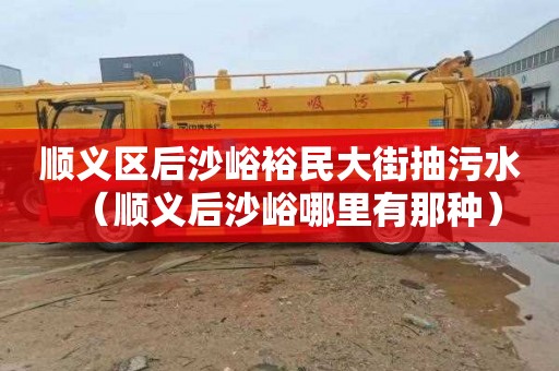 顺义区后沙峪裕民大街抽污水（顺义后沙峪哪里有那种）