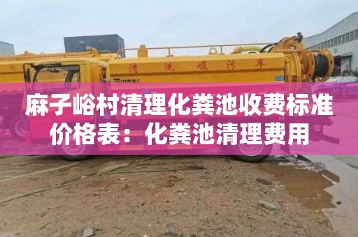 麻子峪村清理化粪池收费标准价格表：化粪池清理费用