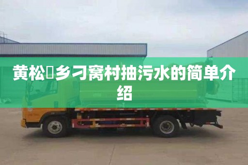 黄松硲乡刁窝村抽污水的简单介绍