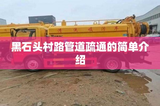 黑石头村路管道疏通的简单介绍