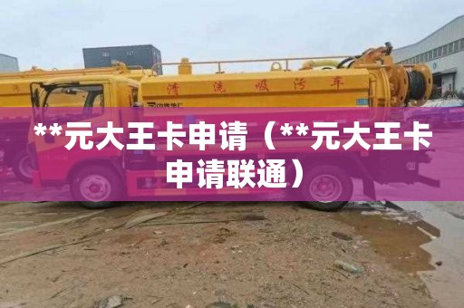 **元大王卡申请（**元大王卡申请联通）