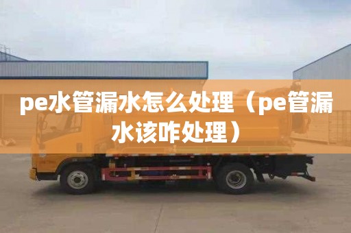 pe水管漏水怎么处理（pe管漏水该咋处理）